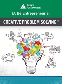 JA Be Entrepreneurial Creative Problem Solving cover with illustrated light bulb made of many colors and shapes